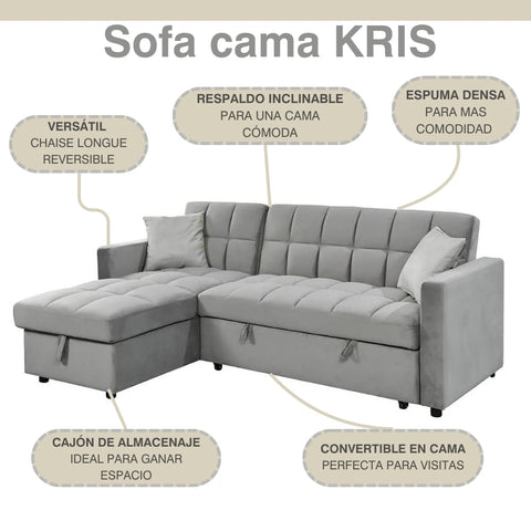 Sofá Cama Chaiselongue KRIS