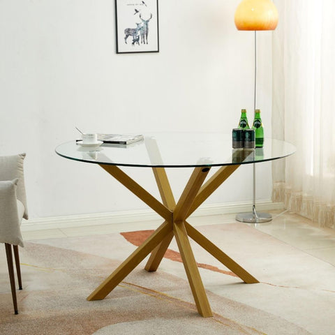 Mesa Redonda de Cristal Templado para Comedor o Cocina – 120 cm x 75 cm