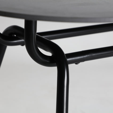 Mesa de Comedor Piedra y Hierro Acabado Negro Mate TAMASI