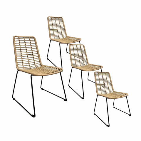Pack de 4 Sillas de Comedor de Ratán BOGOR