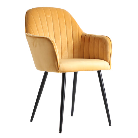 Silla de Diseño Tapizado en Chenilla Mostaza CALCI
