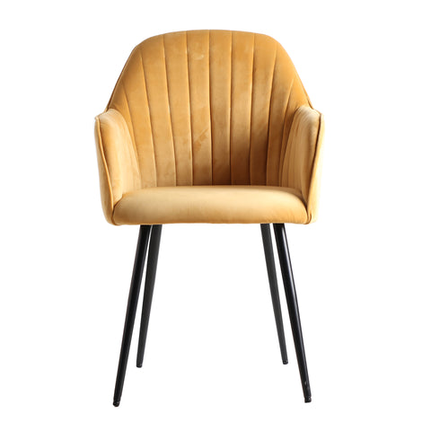 Silla de Diseño Tapizado en Chenilla Mostaza CALCI