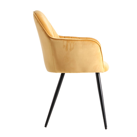 Silla de Diseño Tapizado en Chenilla Mostaza CALCI