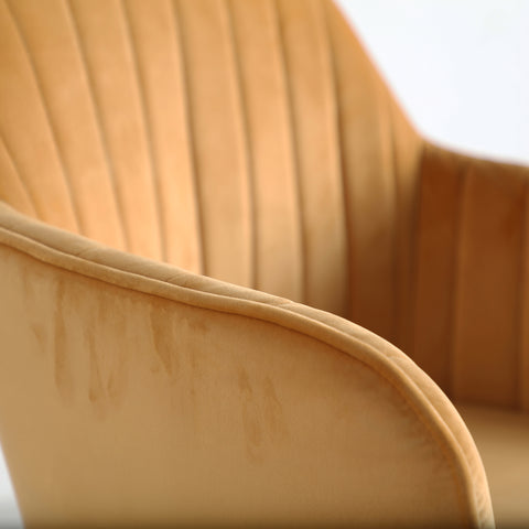Silla de Diseño Tapizado en Chenilla Mostaza CALCI