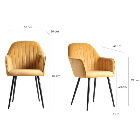 Silla de Diseño Tapizado en Chenilla Mostaza CALCI