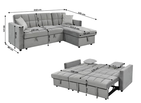 Sofá Cama Chaiselongue KRIS