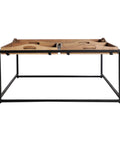 Mesa auxiliar Mornans en madera de roble y acero con almacenamiento integrado y diseño moderno y funcional.