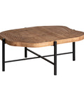 Mesa de centro GIEN en madera de abeto y hierro, diseño minimalista y cálido ideal para ambientes acogedores y contemporáneos.