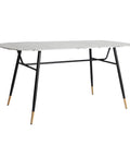 Mesa de comedor Graz con tablero en metacrilato blanco y estructura de hierro, diseño moderno y elegante para hasta 8 comensales.