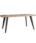 Mesa de comedor Narbona con tapa de madera maciza, diseño robusto y elegante para hasta 6 comensales, ideal para reuniones familiares.