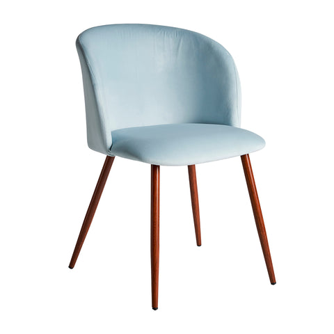 Pack de 2 sillas Lula en terciopelo azul con estructura de hierro y madera DM, diseño moderno y elegante para comedor o salón.