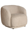 Sillón Privas de estilo moderno tapizado en algodón bouclé con estructura de madera DM, ideal para salones y rincones de lectura.