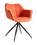 Silla Osidda ergonómica en color naranja con asiento de poliéster y estructura de hierro y madera DM, ideal para espacios modernos