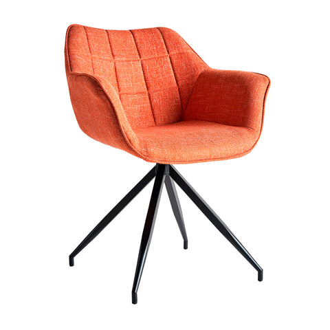 Silla Osidda ergonómica en color naranja con asiento de poliéster y estructura de hierro y madera DM, ideal para espacios modernos