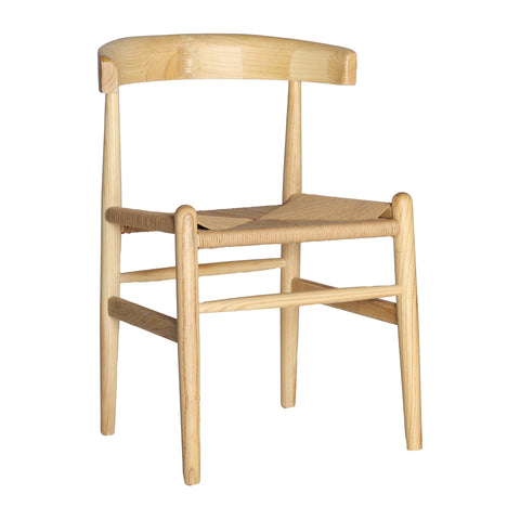 Silla rústica Karvag en madera de olmo y cuerda, diseño natural y elegante para interiores y exteriores cubiertos