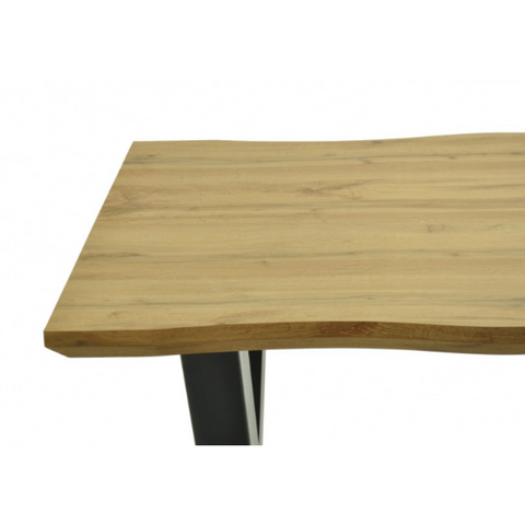 Mesa de Comedor con Tapa de Madera y Patas Metálicas Cruzadas BASILE