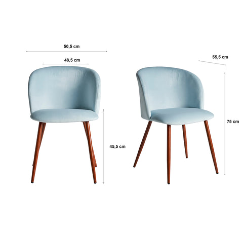 Pack de 2 Sillas de Diseño en Terciopelo Azul LULA